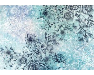 Windflowers fotobehang, met abstracte bloemen die in de wind dansen, perfect voor een artistieke sfeer.