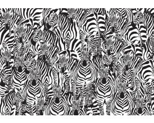 Mozaïek van een zebra, met abstracte lijnen en gedetailleerde patronen op dit unieke en speelse fotobehang.