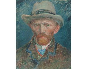 Fotobehang met het zelfportret van Vincent van Gogh in zijn kenmerkende stijl.