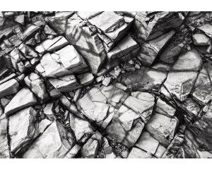 Fotobehang met zilveren rotsen en stenen, modern en strak.