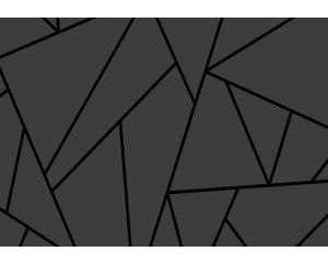 Fotobehang van een zwarte geometrische vorm, met een focus op strakke lijnen en moderne vormen.