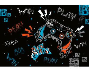 Gedetailleerde weergave van PlayStation en Nintendo controllers in een dynamische compositie, perfect voor een echte gameliefhebber.