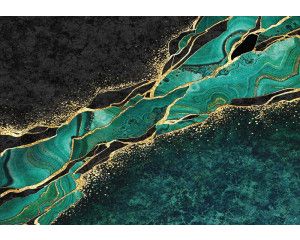 Goud en pastelkleuren komen samen in dit marmer fotobehang, wat zorgt voor een kleurrijk en uniek design.