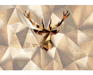 Hert fotobehang in abstracte kunststijl, natuur en modern gecombineerd.