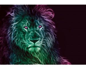 Leeuw behang met abstracte kunst, krachtig en gedetailleerd.