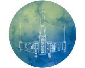 X-Wing Fighter uit Star Wars, indrukwekkend weergegeven op een behangcirkel.