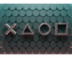 Controllers, spelcomputers en een modern game-ontwerp vol met levendige kleuren en details voor kinderen die van gamen houden.