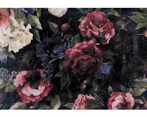 Vintage bloemen fotobehang met schilderijstijl, klassieke sfeer.