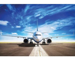 Fotobehang van een vliegtuig, geschikt voor een stoer thema.