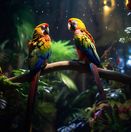 Fotobehang van papegaaien in de jungle